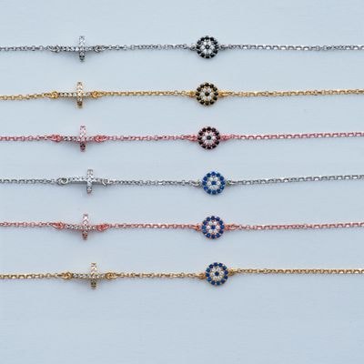 B036 Evil Eye Bracelet With Cross