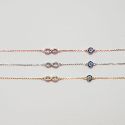 B068 Infinity Bracelet With Evil Eye Double Faced