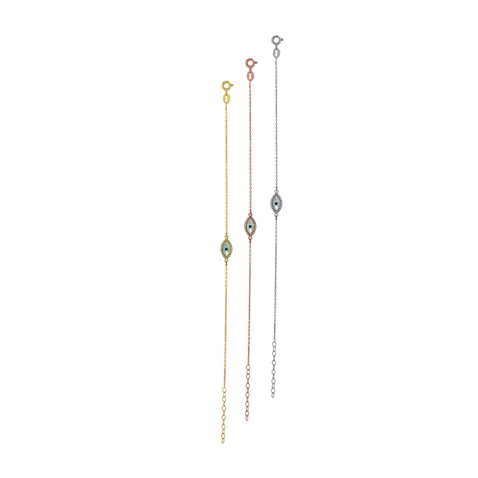 B203 Bracelet With Mother Of Pearl Eye Shape