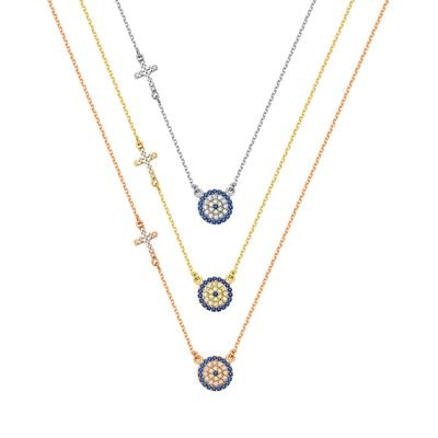 N048 Evil Eye Necklace With Cross