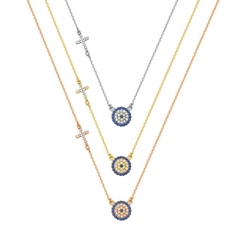 N048 Evil Eye Necklace With Cross