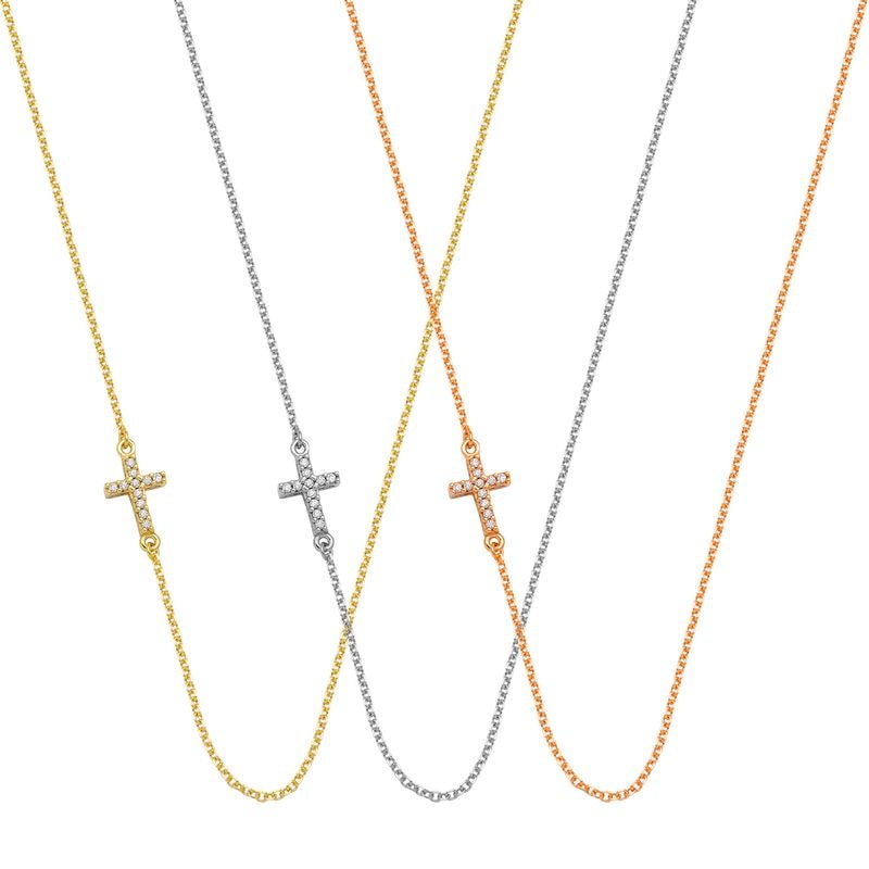 N057 Double Faced Cross Necklace