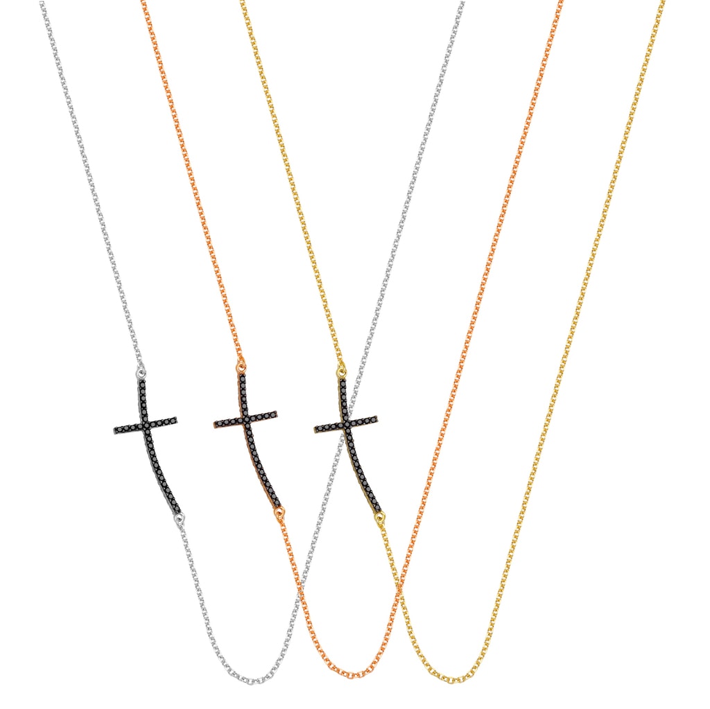 N075 Double Faced Cross Necklace With The Cross On The Side