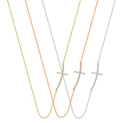 N075 Double Faced Cross Necklace With The Cross On The Side