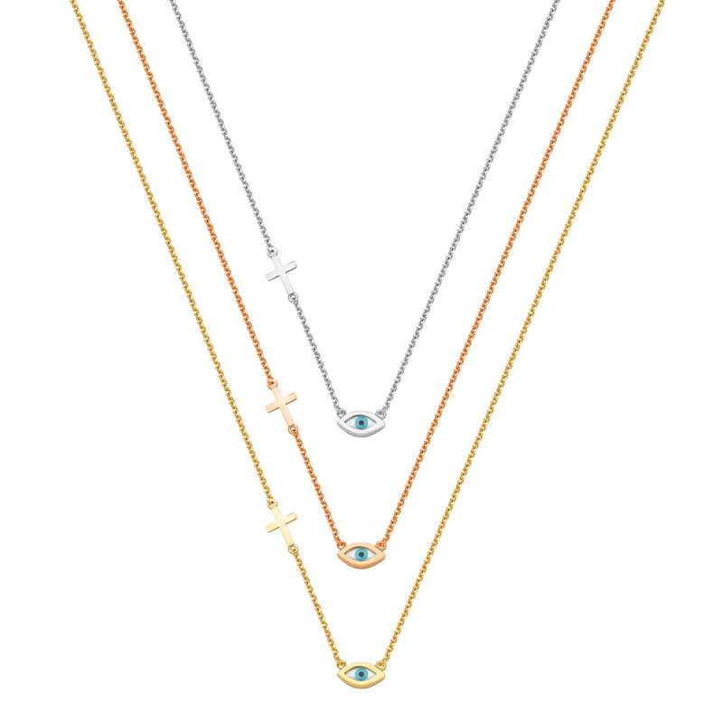 N076 Double Faced Evil Eye Necklace With Mother Of Pearl