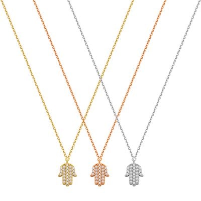 N085 Double Faced Hand Of Fatima Necklace