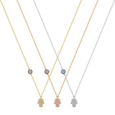 N087 Double Faced Hand Of Fatima Necklace