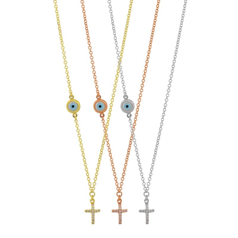 N105 Evil Eye Necklace With Cross