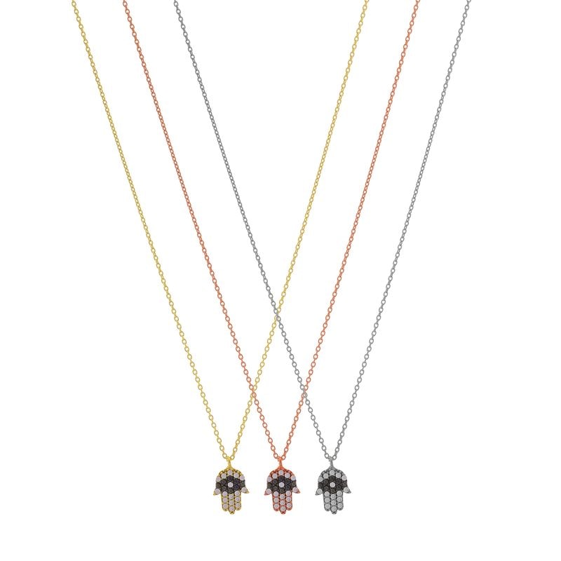 N137 Hand Of Fatima Necklace With Stones