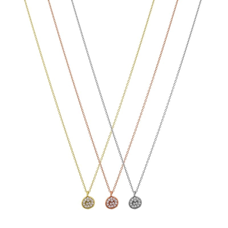 N140 Small Circle Necklace With Zirgonian Stones