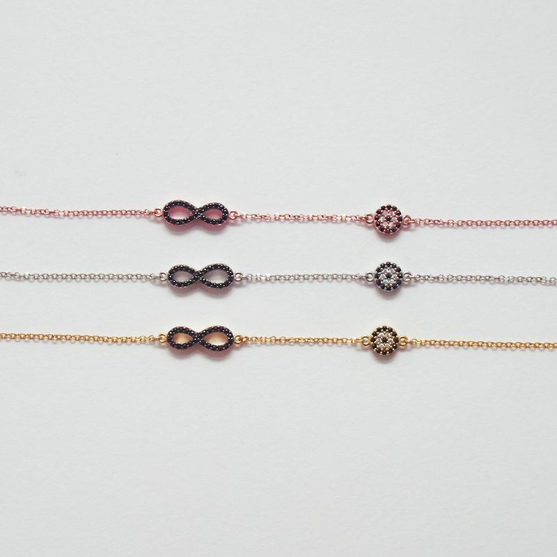 B068 Infinity Bracelet With Evil Eye Double Faced