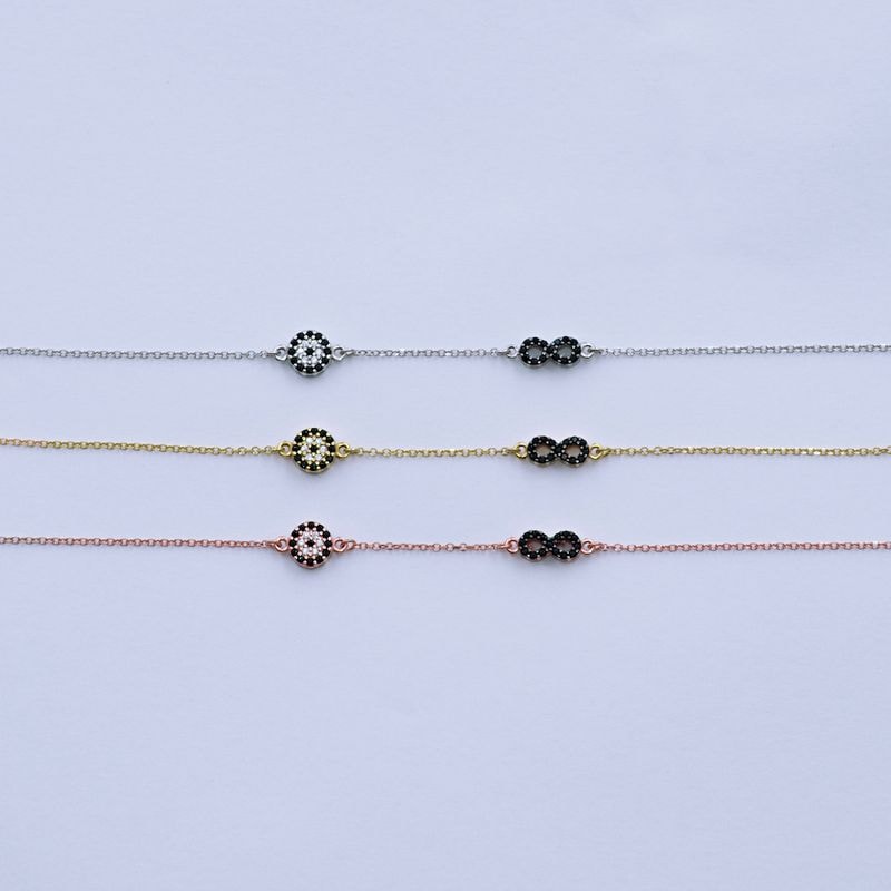 B071 Double Faced Infinity Design Bracelet With Evil Eye Small Size