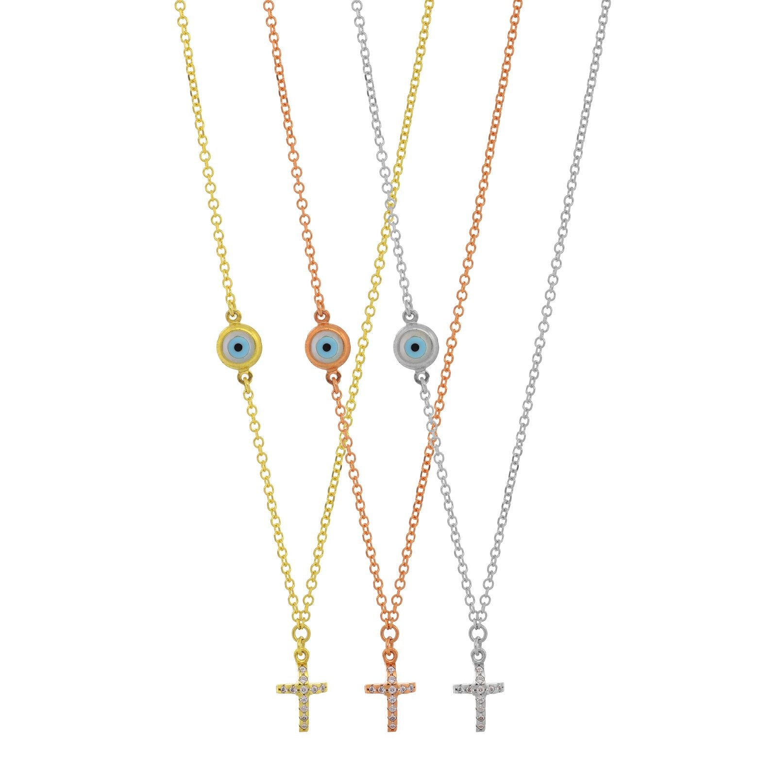 N105 Evil Eye Necklace With Cross